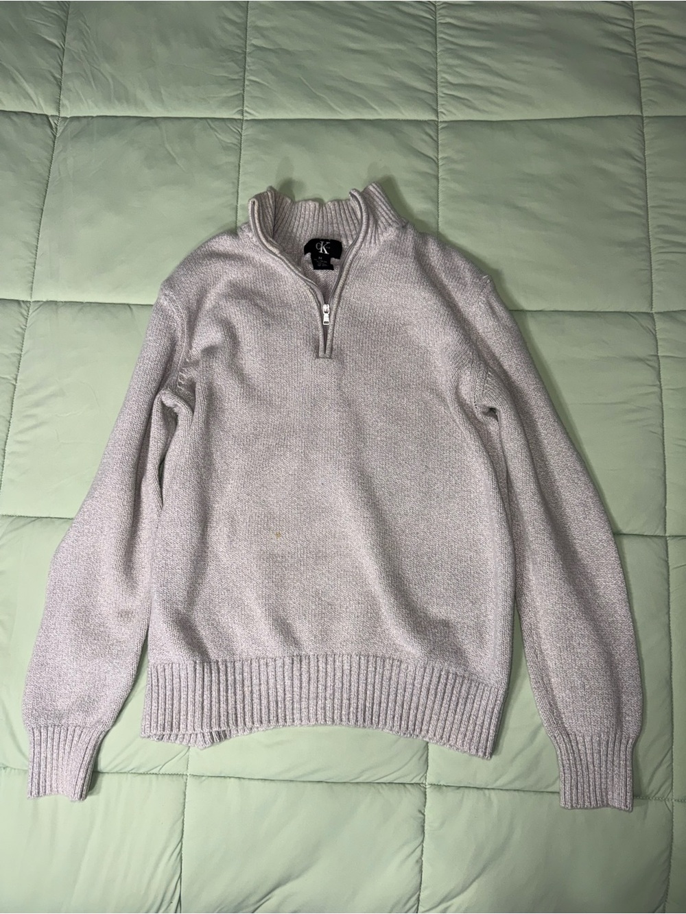 Calvin Klein Light Gray Half-Zip Knit Pullover